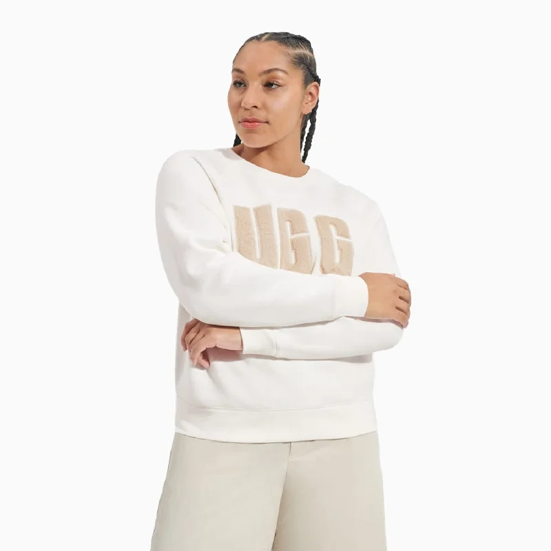 women's jacquard tops -Women's Madeline Fuzzy Logo Crew Neck  Sweatshirt