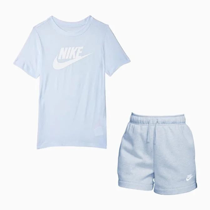 sheer tops for ladies -Women's Nike Sportswear Club Essentials T Shirt And Shorts Outfit