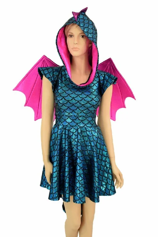 women’s long boho dresses -Dragon Skater Dress Set (+Dragon Wings!)