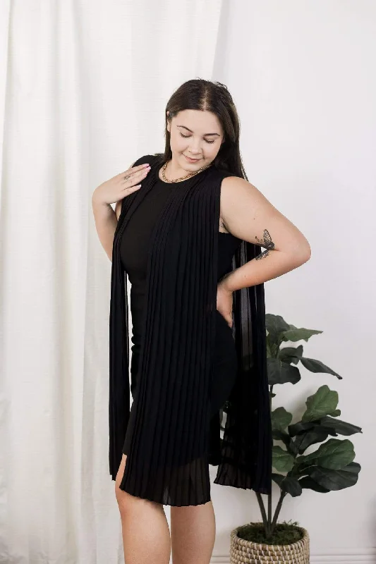 women’s puff sleeve dresses -Black Slit Sleeve Dress