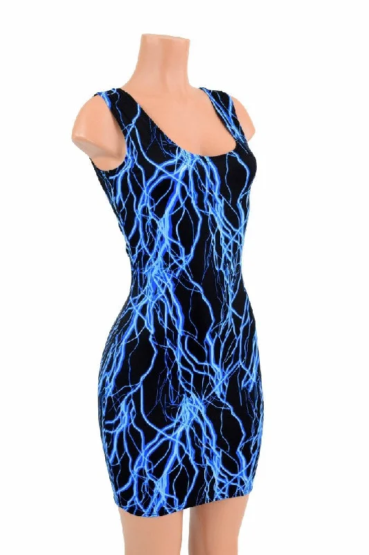 women’s dressy dresses -Neon Blue Lightning Tank Dress