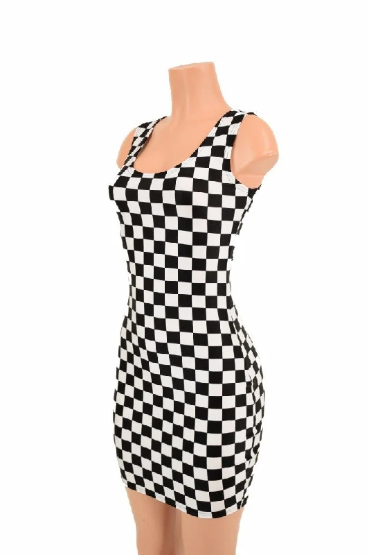 women’s cute summer dresses -Checkered Tank Dress