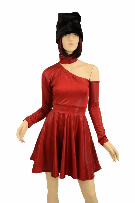 women’s sleeved formal dresses -Coagulant Skater Dress & Minky Hat