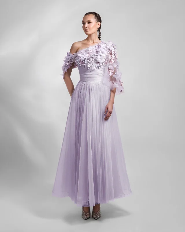 elegant evening dresses for women -One-Shoulder Lilac Dress