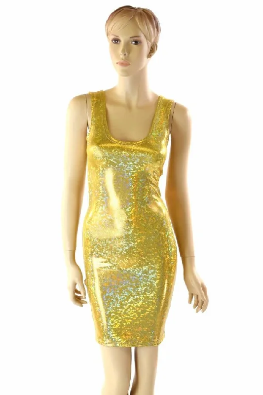 boho chic dresses for women -Gold Kaleidoscope Tank Dress