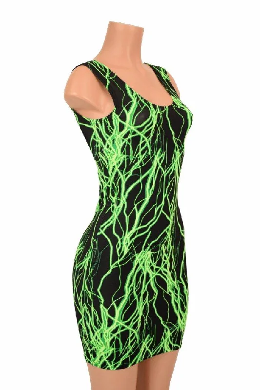 women’s casual wrap dresses -Green Lightning Tank Dress