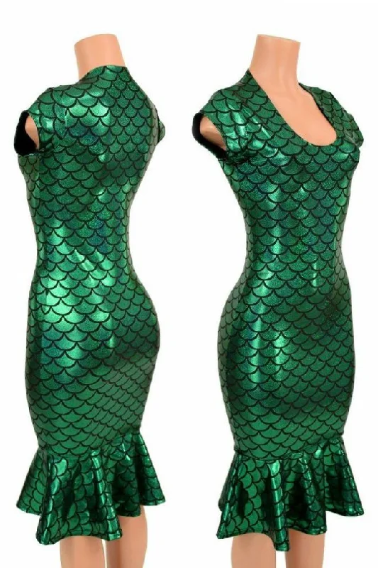 women’s peplum dresses -Green Mermaid Wiggle Dress