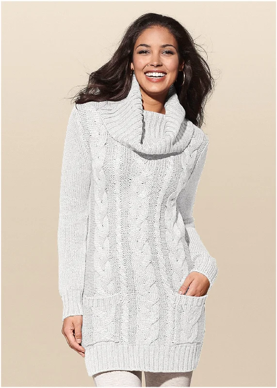 women’s sundresses -Cozy Sweater Dress - Off White