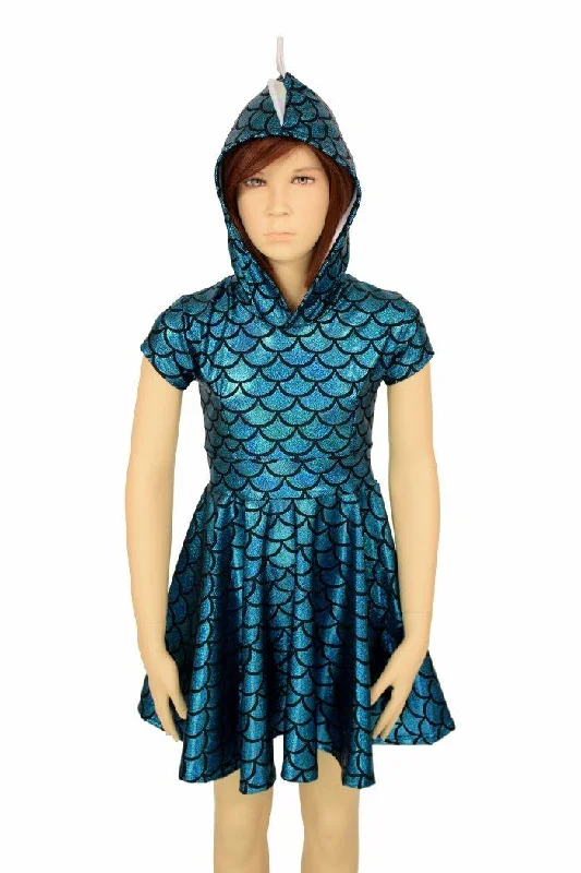 women’s button-down dresses -Kids Dragon Hoodie Skater Dress