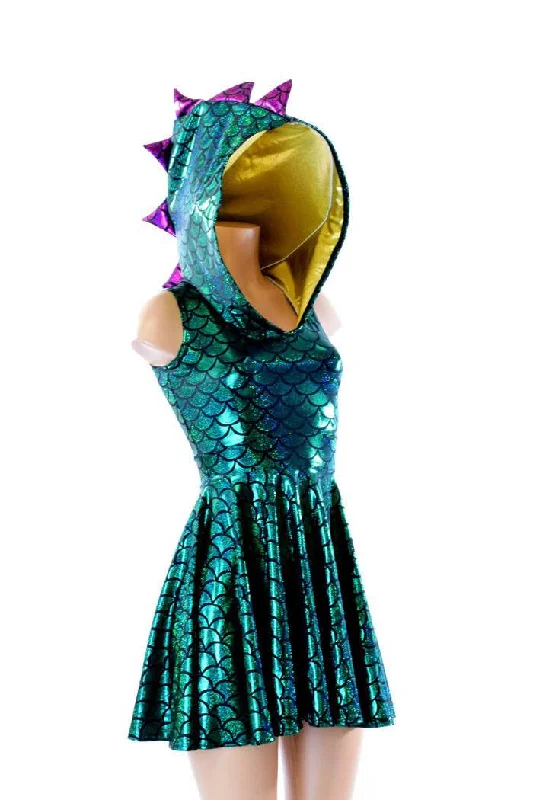 women’s pleated dresses -Mardi Gras Dragon Skater Dress