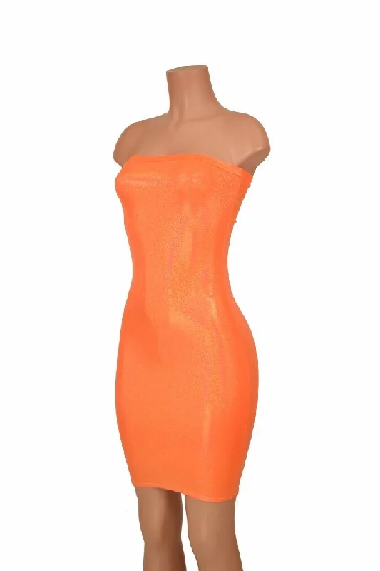 women’s floral maxi dresses -Strapless Orange Tube Dress