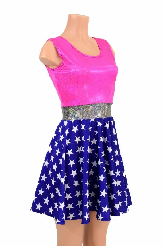 women’s printed dresses -Pink Super Hero Skater Dress