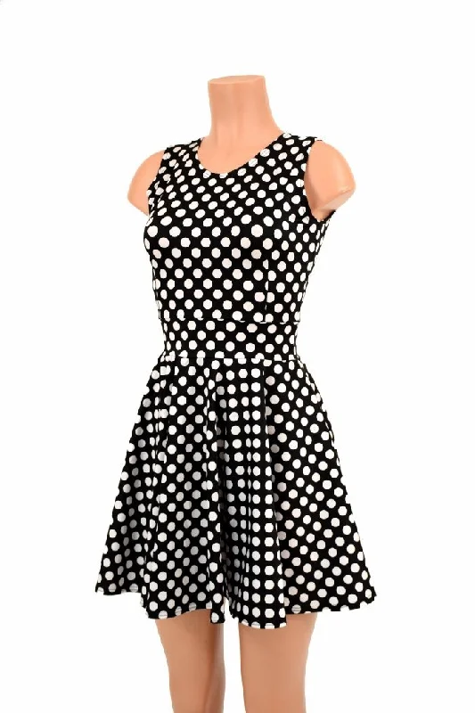 women’s wrap dresses -Polka Dot Pocket Skater Dress