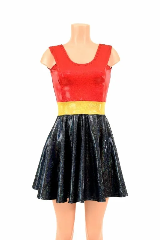 women’s bodycon dresses -Red/Black Super Hero Skater Dress