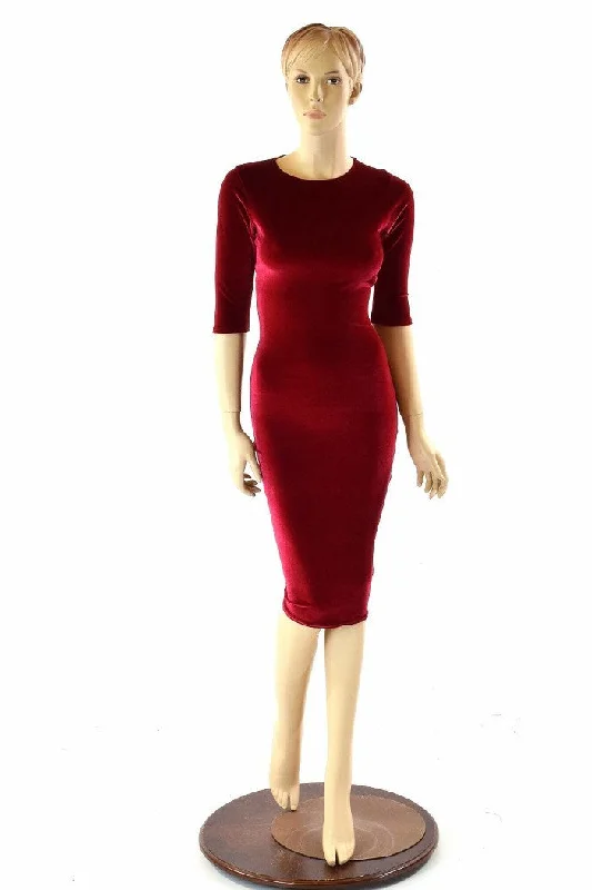 women’s denim dresses -Red Velvet Wiggle Dress