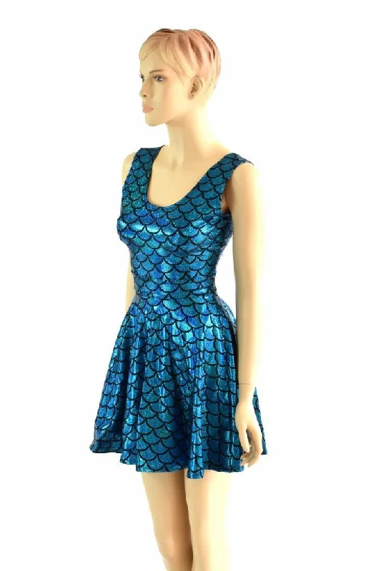 women’s long formal dresses -Turquoise Mermaid Skater Dress