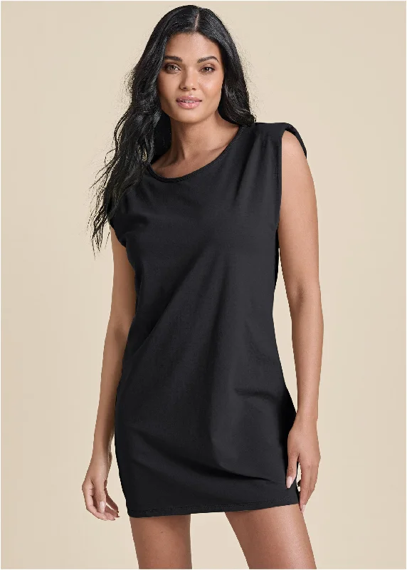 women’s t-shirt dresses -Easy Shift Dress - Black