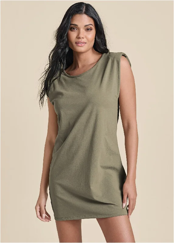 women’s chiffon dresses -Easy Shift Dress - Olive