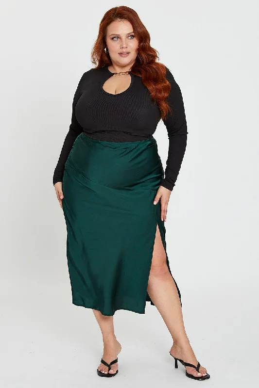 women’s summer skirts -Green Midi Skirt