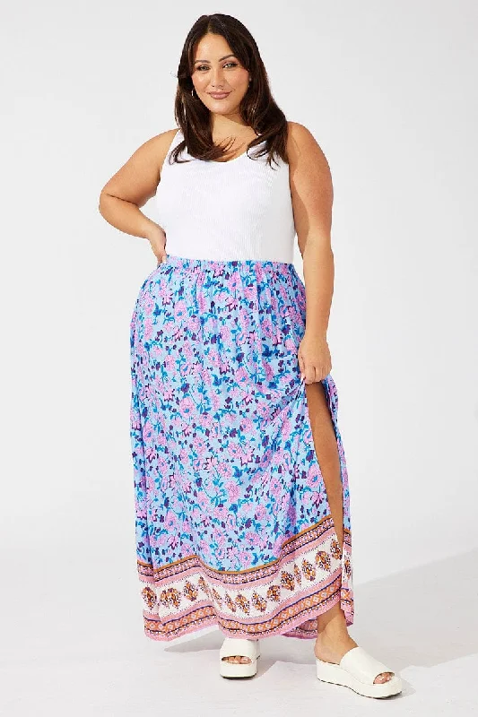 ladies' casual denim skirts -Multi Boho Boho Maxi Skirt